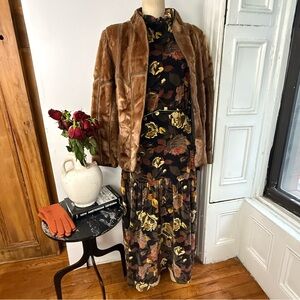 Velvet Floral Maxi Dress Ruffle Collar Puff Sleeve Drop Waist Cottagecore dress